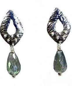 Gigi Kaufman Jewelry Labradorite Tear Drop And Sterling Silver Oxidized Post Earrings Gifts By Recipient