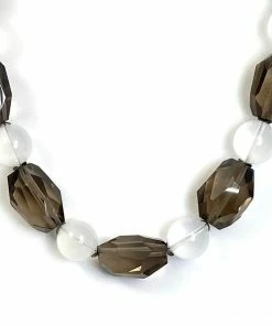 Gigi Kaufman Jewelry Faceted Smokey Quartz With Cloudy Quartz Rounds Necklace Gifts By Recipient