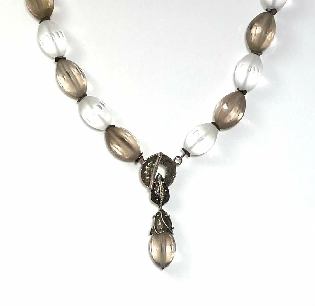 Gigi Kaufman Jewelry Olive Shaped Smokey & Crystal Quartz Necklace Gifts By Recipient Gigi Kaufman Jewelry Olive Shaped Smokey & Crystal Quartz Necklace Gifts By Recipient