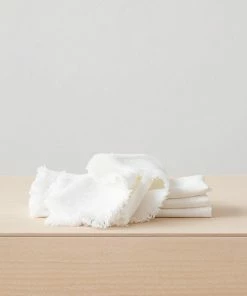 Linen Me Optical White Terra Fringe Linen Napkin