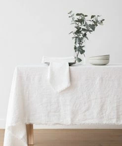 Linen Me Optical White Terra Fringe Linen Napkin