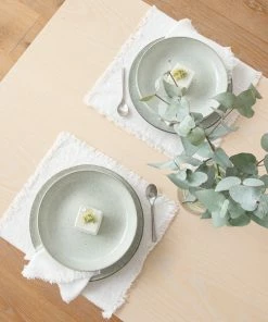 Linen Me Optical White Terra Fringe Linen Napkin