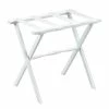 Gate House Furniture Luggage Rack- White Straight Leg Wood Luggage Rack With White Nylon Straps