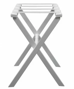 Gate House Furniture Luggage Rack- White Straight Leg Wood Luggage Rack With White Nylon Straps 2 Gate House Furniture Luggage Rack- White Straight Leg Wood Luggage Rack With White Nylon Straps