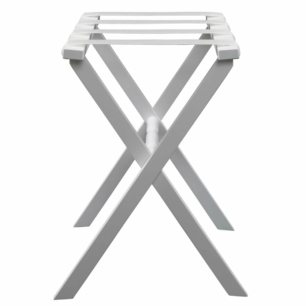 Gate House Furniture Luggage Rack- White Straight Leg Wood Luggage Rack With White Nylon Straps Gate House Furniture Luggage Rack- White Straight Leg Wood Luggage Rack With White Nylon Straps