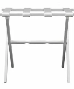 Gate House Furniture Luggage Rack- White Straight Leg Wood Luggage Rack With White Nylon Straps 3 Gate House Furniture Luggage Rack- White Straight Leg Wood Luggage Rack With White Nylon Straps