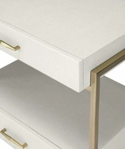 Interlude BEDSIDE CHEST FAUX LINEN