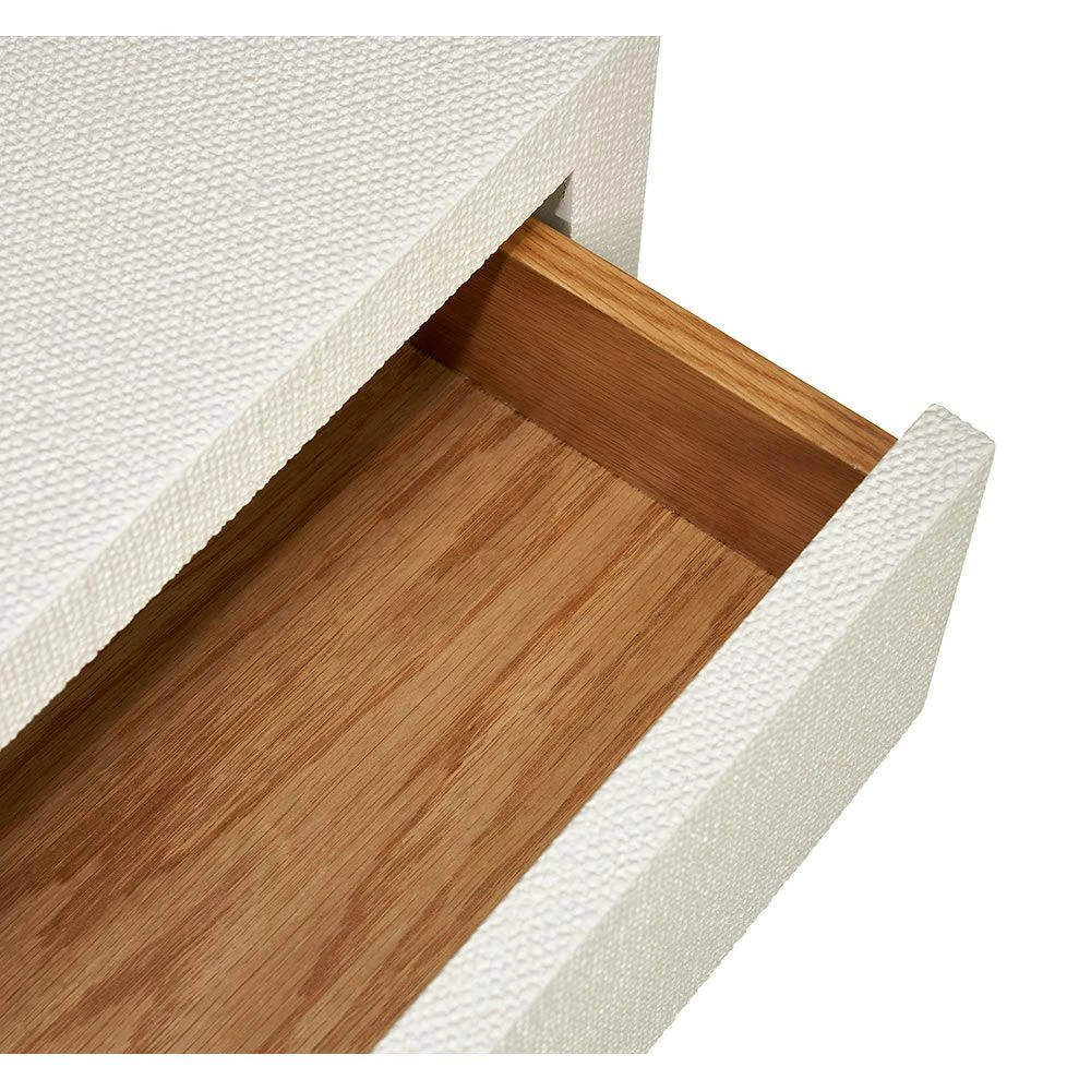 Interlude BEDSIDE CHEST NATURAL WHITE FAUX LINEN Interlude BEDSIDE CHEST NATURAL WHITE FAUX LINEN