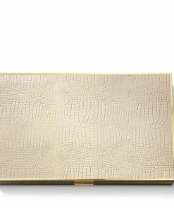 Aerin Wood & Croc Leather Backgammon Set