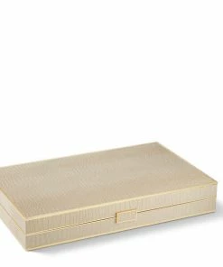 Aerin Wood & Croc Leather Backgammon Set