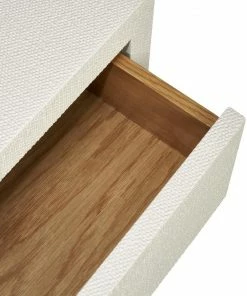 Interlude Side Tables BEDSIDE CHEST FAUX LINEN AND WOOD 3 Interlude Side Tables BEDSIDE CHEST FAUX LINEN AND WOOD