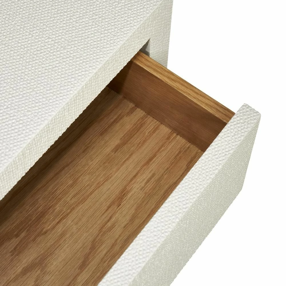 Interlude Side Tables BEDSIDE CHEST FAUX LINEN AND WOOD Interlude Side Tables BEDSIDE CHEST FAUX LINEN AND WOOD