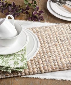 Saro Trading Gifts By Occasion Placemat White Hyacinth Woven