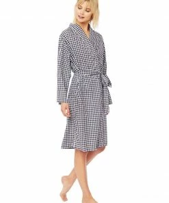 The Cat's Pajamas Gingham Luxe Pima Kimono Robe Gifts By Recipient