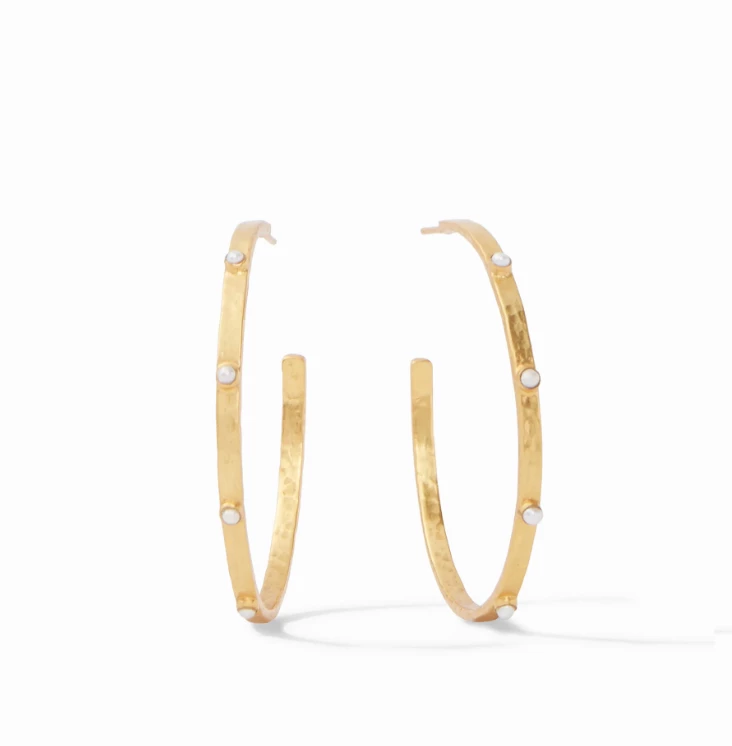 Julie Vos Crescent Stone Hoop (Available In 4 Variants) Julie Vos Crescent Stone Hoop (Available In 4 Variants)