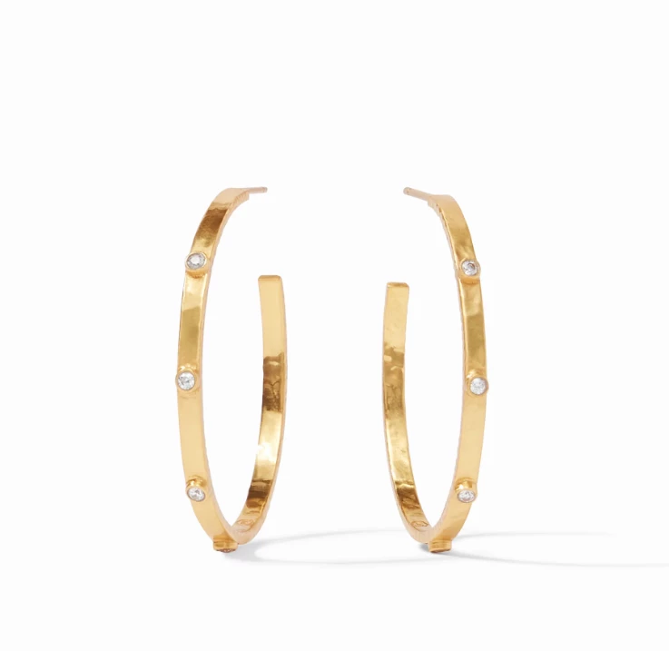 Julie Vos Crescent Stone Hoop (Available In 4 Variants) Julie Vos Crescent Stone Hoop (Available In 4 Variants)