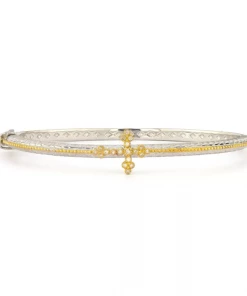 Jude Frances Mixed Metal Diamond Center Cross Bangle Wedding