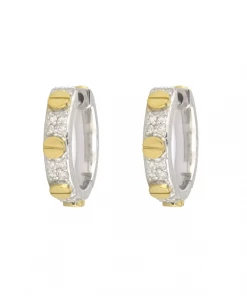 Jude Frances Small Mixed Metal Diamond Pave Nail Head Hoop Earrings Gifts By Occasion