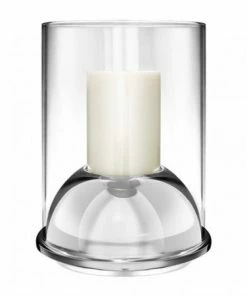 CHRISTOFLE LARGE STAINLESS STEEL HURRICANE CANDLE HOLDER