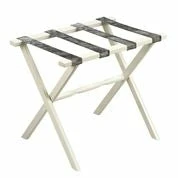 Gate House Furniture Luggage Rack-Ivory Frame With Grey Brindle Straps