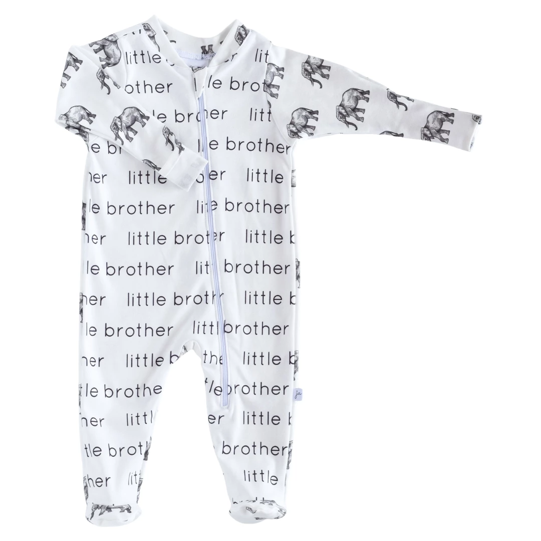Jennifer Anne Style Gifts By Occasion Little Brother Elephants Organic Zip Footie Jennifer Anne Style Gifts By Occasion Little Brother Elephants Organic Zip Footie