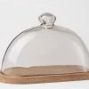 BIDKhome Gifts By Occasion FOOD DOME MANGO WOOD & GLASS OVAL
