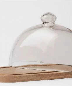 BIDKhome Gifts By Occasion FOOD DOME MANGO WOOD & GLASS OVAL