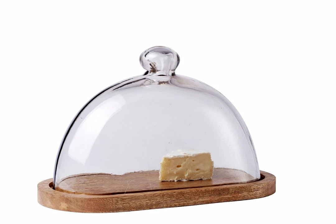 BIDKhome Gifts By Occasion FOOD DOME MANGO WOOD & GLASS OVAL BIDKhome Gifts By Occasion FOOD DOME MANGO WOOD & GLASS OVAL