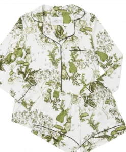 The Cat's Pajamas Gifts By Recipient Woodside Pima Knit Long-Sleeved Short Set (Available In 4 Sizes)