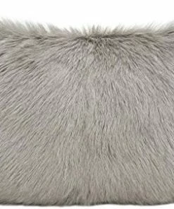 Saro Trading Grey Goat Fur Pillow 12" X 20" Gifts By Occasion