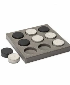 Interlude TIC TAC TOE SET GREY LEATHER