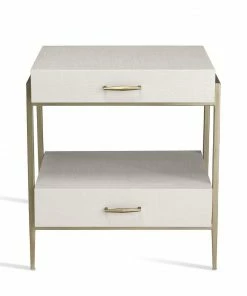 Interlude BEDSIDE CHEST FAUX LINEN