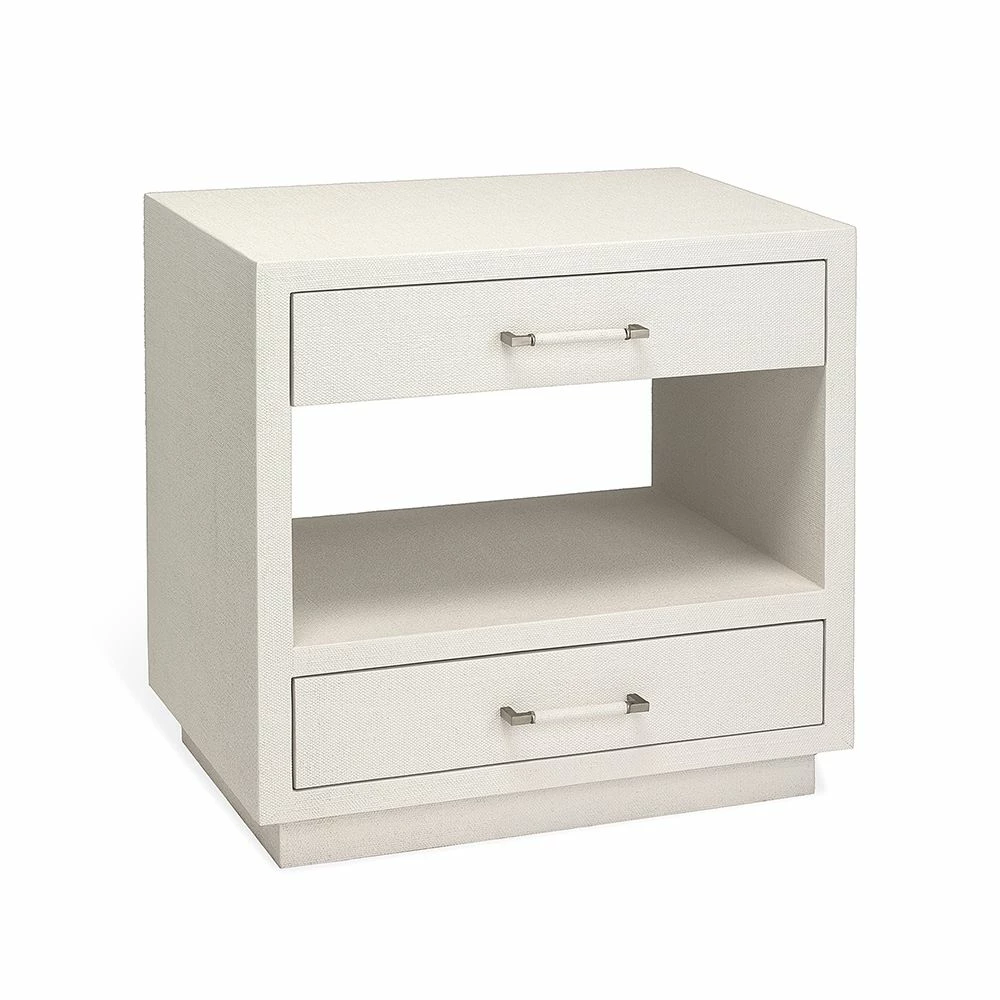 Interlude BEDSIDE CHEST NATURAL WHITE FAUX LINEN Interlude BEDSIDE CHEST NATURAL WHITE FAUX LINEN