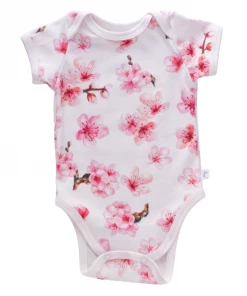 Jennifer Anne Style Cherry Blossoms Organic Baby Bodysuit