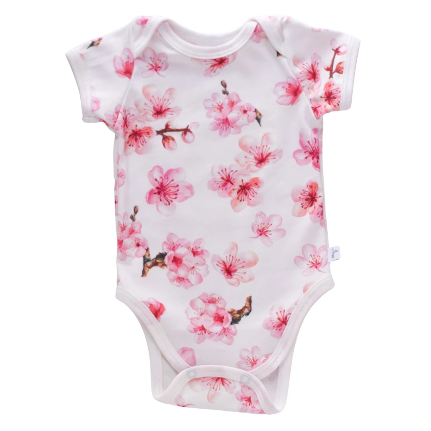 Jennifer Anne Style Cherry Blossoms Organic Baby Bodysuit Jennifer Anne Style Cherry Blossoms Organic Baby Bodysuit