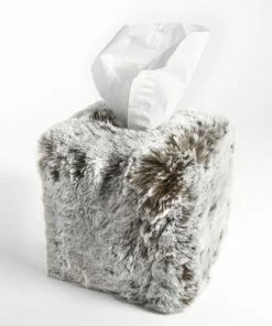 Evelyn Prelonge Glacier FAUX FUR Square Tissue Cover