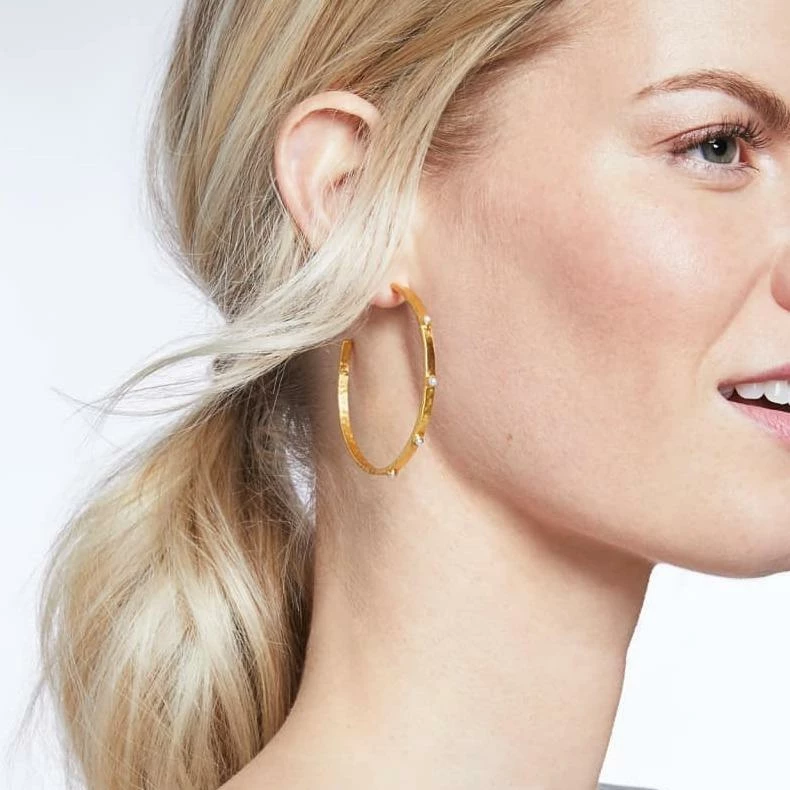 Julie Vos Crescent Stone Hoop (Available In 4 Variants) Julie Vos Crescent Stone Hoop (Available In 4 Variants)