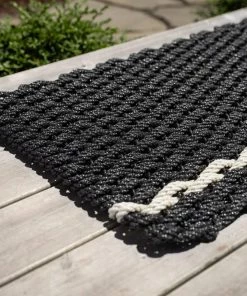 Rope Company Outdoor Doormat Charcoal With Oyster Stripe (Available In 2 Sizes)