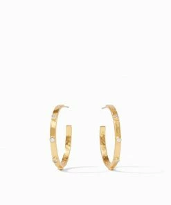 Julie Vos Crescent Stone Hoop (Available In 4 Variants)