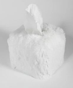 Evelyn Prelonge White FAUX FUR Square Tissue Cover Gifts By Occasion