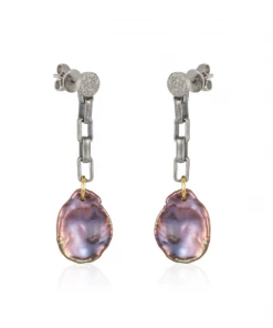 Mabel Chong Elong Diamond Chain Pearl Earrings