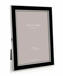 Addison Ross Frame Enamel Thin Black And Silver - Available In 3 Sizes Gifts By Occasion