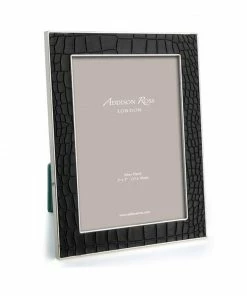 Addison Ross Frame Black Faux Crocodile & Silver - Available In 2 Sizes