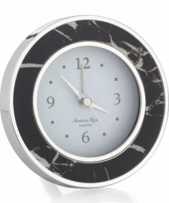 Addison Ross Gifts By Occasion Alarm Clock Black Marble And Silver (Round)