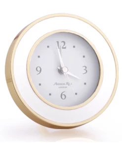 Addison Ross Alarm Clock White And Gold (Round)