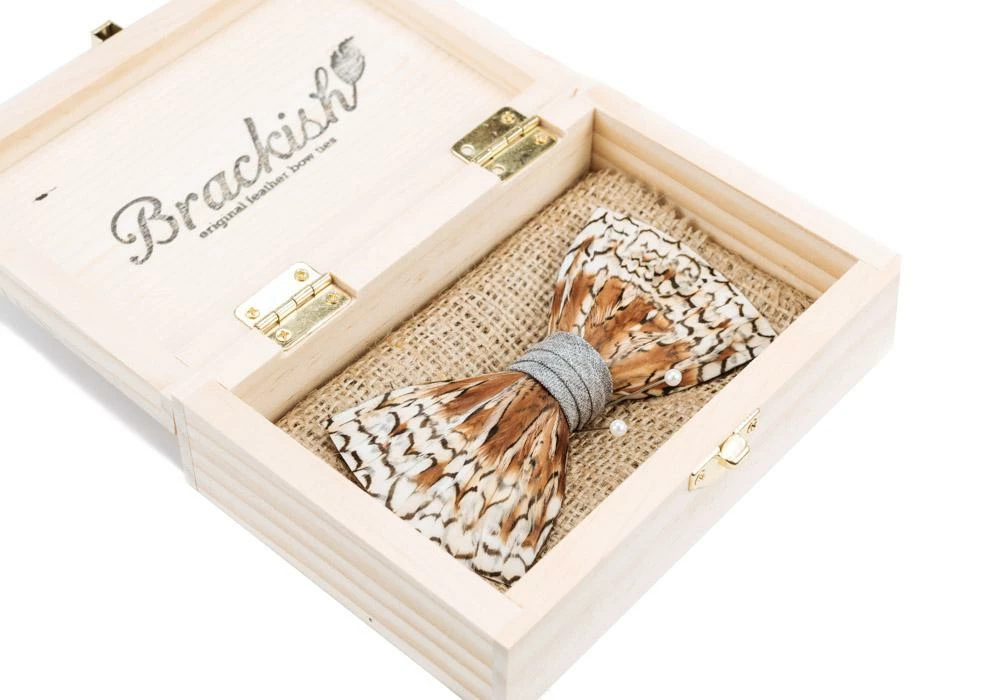 Brackish FEATHER BOW TIE - GREY BOBWHITE Gifts By Occasion Brackish FEATHER BOW TIE - GREY BOBWHITE Gifts By Occasion