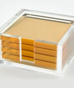Tizo Design Gold Lucite Coaster Set