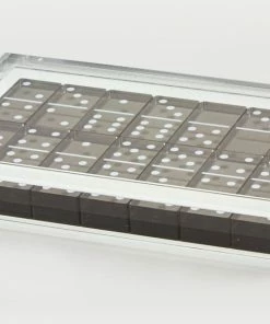Tizo Design Silver Domino Set In Lucite Box