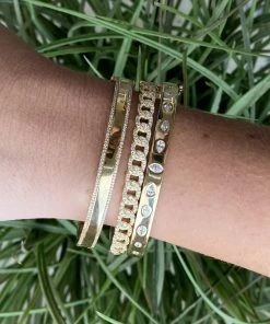 Vintage La Rose 14k Gold Curb Chain Bangle