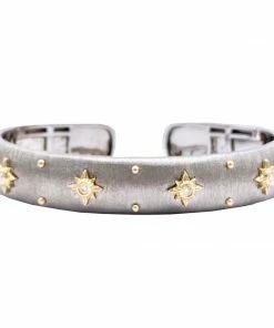 Vintage La Rose 14k Gold & Sterling Starburst Cuff Gifts By Recipient